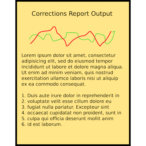 Report page: Small text, lines, and chart